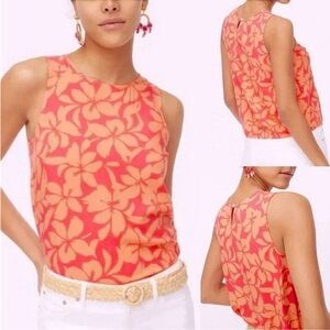 NWT J. Crew Coral and Peach Floral Sleeveless Shell Top